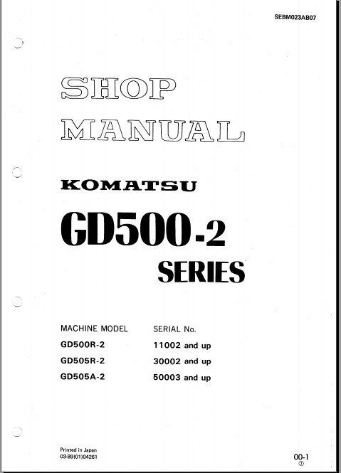 کتاب تعمیرات گریدر GD500-2 کوماتسو